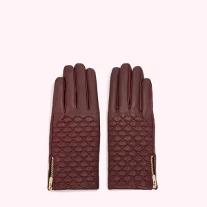 ROSEWOOD EMBROIDERED LIPS LEATHER GLOVES