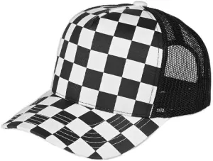 ScarvesMe Unisex Cotton Black/White Race Checkered Mesh Trucker Baseball Cap Hat
