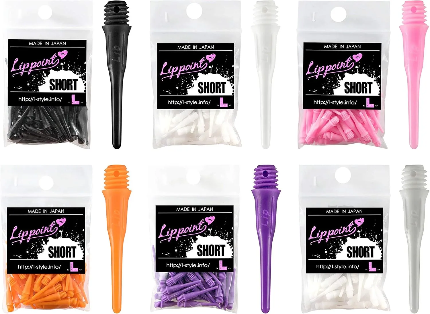 Short Lippoint Dart Tips  Snow | 2BA Soft Tip Points  1 Pack (30 Tips)