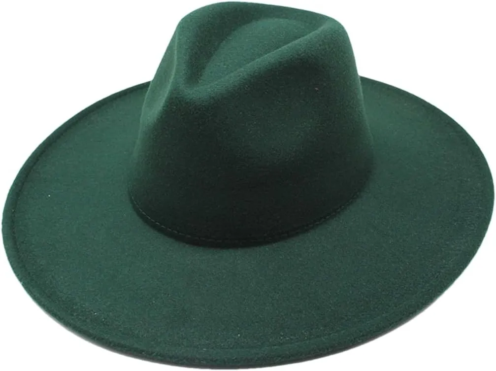 Solid Classic Wide Brim Fedoras Cap Men Women Winter Panama Church Jazz Hat Sombrero Cap