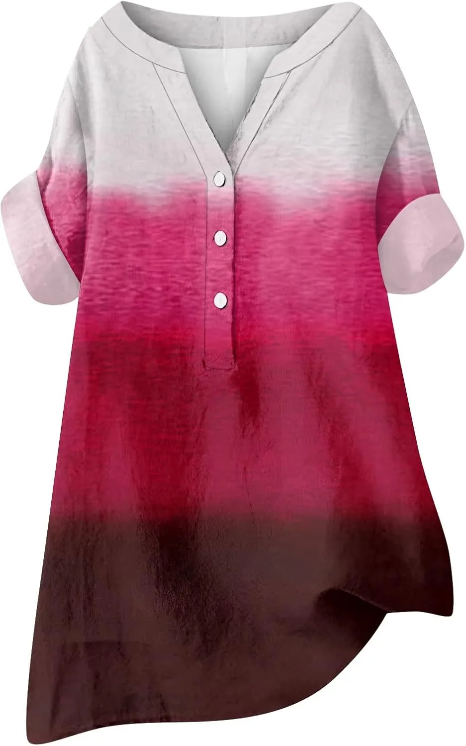 Summer Tops for Women Cotton Linen Button Down Shirts Henley Neck Short Sleeve Loose Casual Lightweight Tunic Blouses