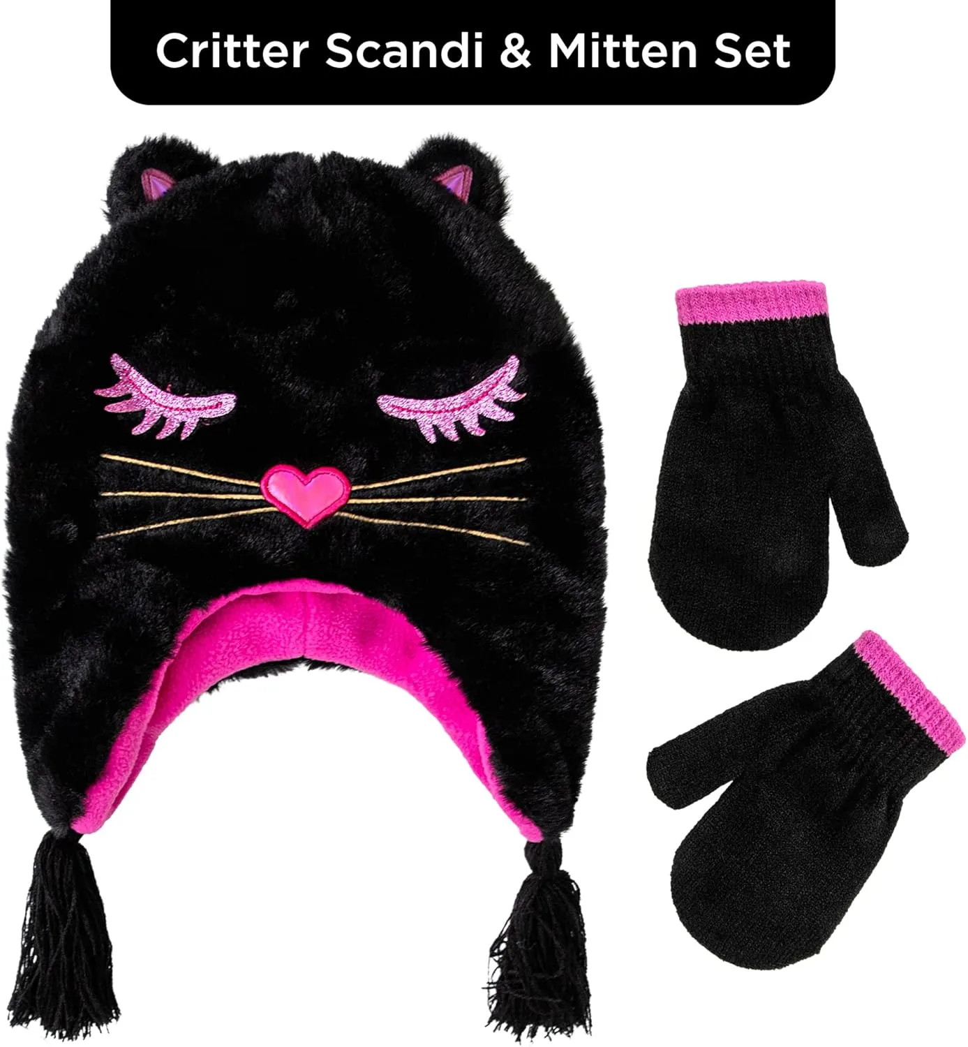 Toddler Winter Hat and Gloves Set for Ages 4-7 or Boys & Girls Winter Hat & Toddler Mittens Ages 2-4
