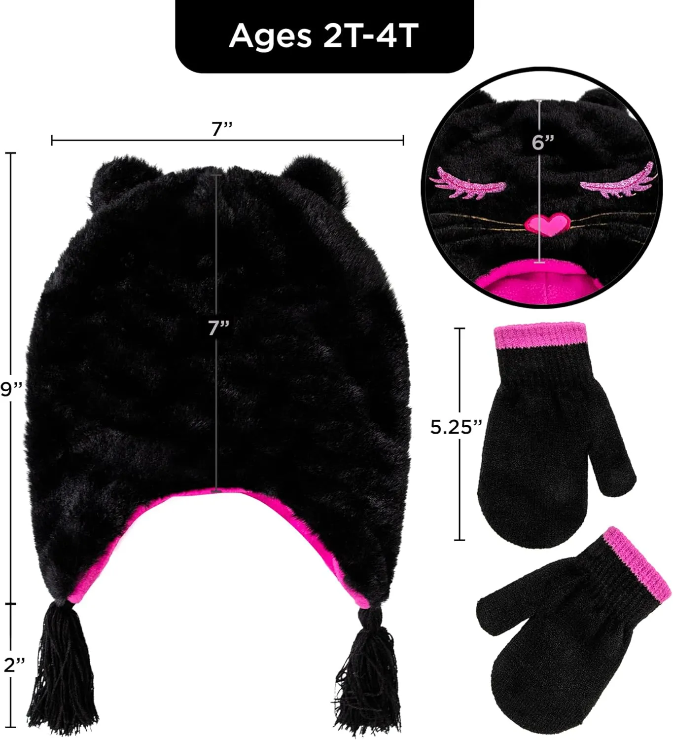Toddler Winter Hat and Gloves Set for Ages 4-7 or Boys & Girls Winter Hat & Toddler Mittens Ages 2-4