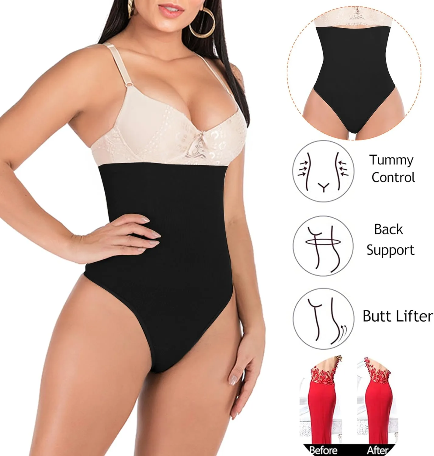 Tummy Control Thong Shapewear for Women 328 Waist Cincher Girdle Slimmer Sexy Thong Panty Shapewear