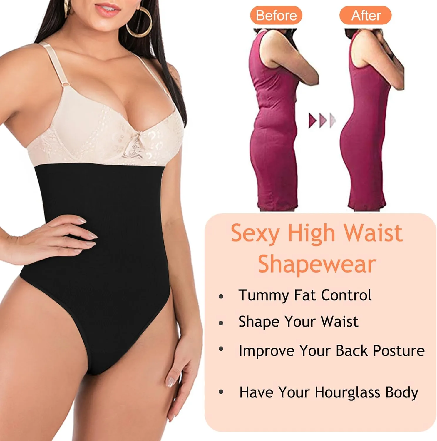 Tummy Control Thong Shapewear for Women 328 Waist Cincher Girdle Slimmer Sexy Thong Panty Shapewear