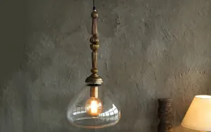 Vintage Inspired Drop Hanging Lamp | Clear Glass & Antique Finish Ceiling Light For Decor