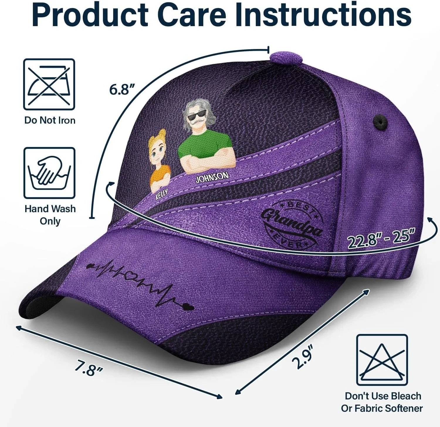 WANDER PRINTS Custom for Grandpa Dad - Personalized Classic Cap