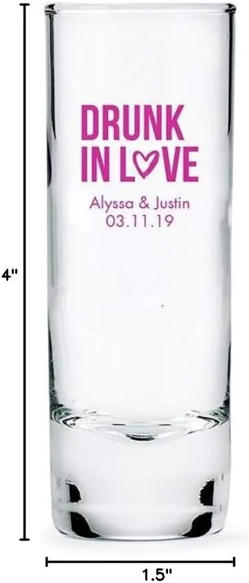 WEDDINGSTAR Personalized 2.5oz Tall Shot Glass Customizable Full Color Print - 120 pack