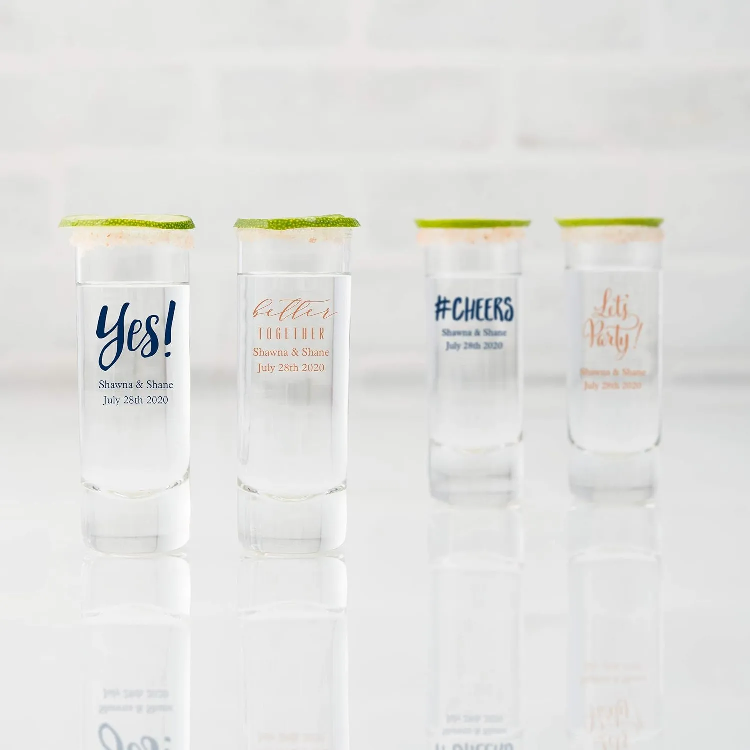 WEDDINGSTAR Personalized 2.5oz Tall Shot Glass Customizable Full Color Print - 120 pack