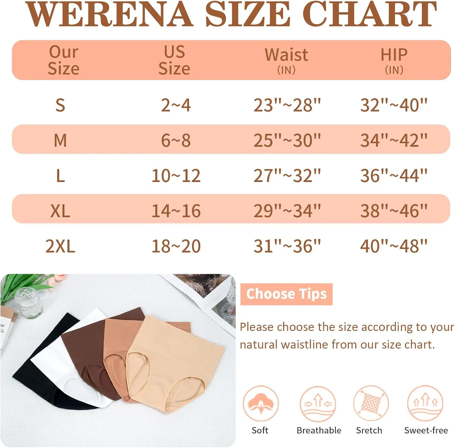 Werena Tummy Control Shapewear for Women Shaping Underwear High Waisted Body Shaper Panties Slimming Girdle Briefs