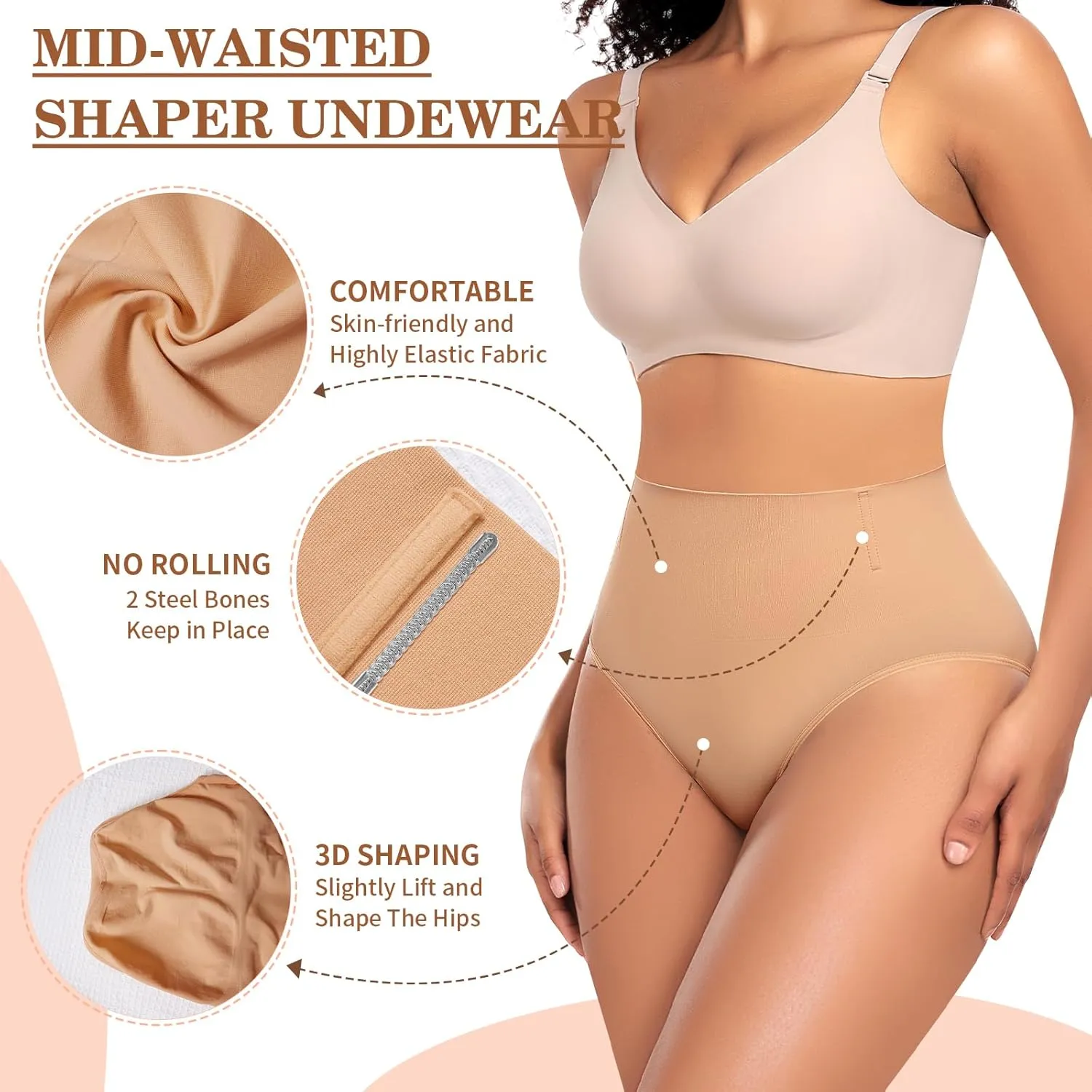 Werena Tummy Control Shapewear for Women Shaping Underwear High Waisted Body Shaper Panties Slimming Girdle Briefs