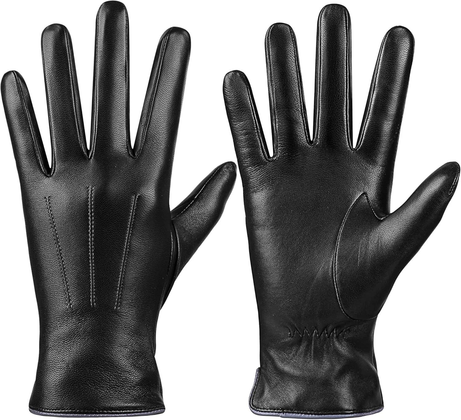 Winter Sheepskin Leather Gloves for Women,Intelligent Texting Wool Lined Touch Screen Warm Gloves