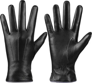 Winter Sheepskin Leather Gloves for Women,Intelligent Texting Wool Lined Touch Screen Warm Gloves