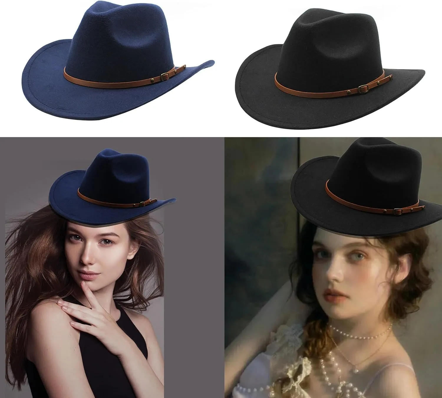 Woolen Felt Hat for Adult with Buckle Belt Fashion Carnivals Party Costume Women Men Halloween Party Supply