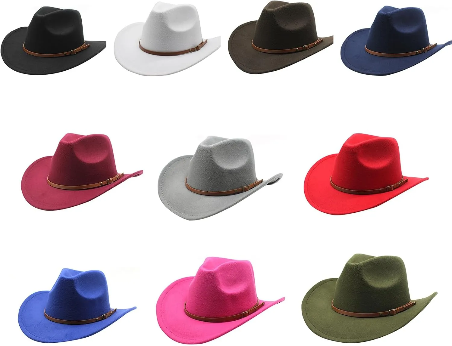 Woolen Felt Hat for Adult with Buckle Belt Fashion Carnivals Party Costume Women Men Halloween Party Supply